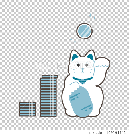 招財貓硬幣錢插畫素材 109195342