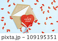 I love you on blue with many red small hearts. Concept of Valentine's Day, love. 109195351