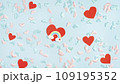 Blue red pink small hearts on Blue 109195352