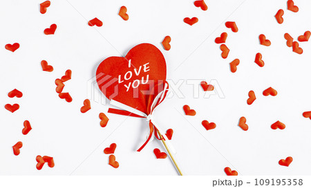 Red Big heart that says I love you on a white background 109195358