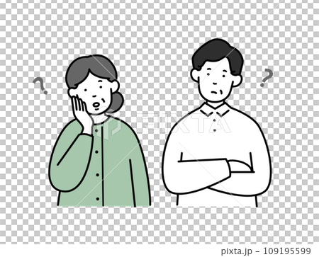 考えるシニア世代の夫婦のイラスト素材 考えるシニア世代の夫婦のイラスト素材 109195599