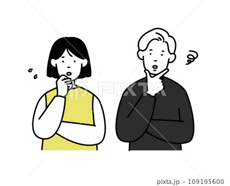 焦っている男性と女性 夫婦のイラスト素材 焦っている男性と女性 夫婦のイラスト素材 109195600