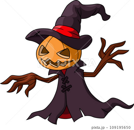 Cute halloween pumpkin scarecrow cartoon Cute halloween pumpkin scarecrow cartoon 109195650
