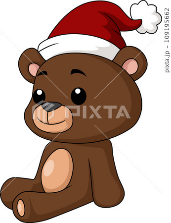 Cute little bear cartoon in santa hat Cute little bear cartoon in santa hat 109195662