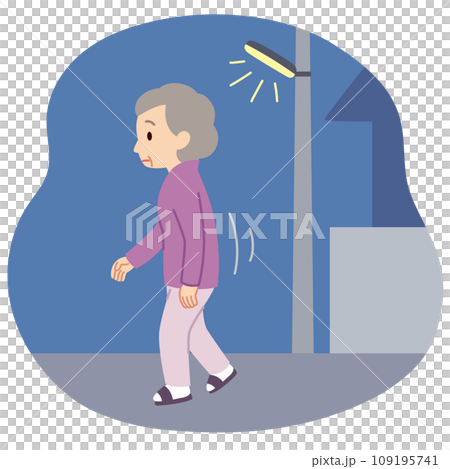 Senior woman wandering around at night, nursing care, dementia Senior woman wandering around at night, nursing care, dementia 109195741