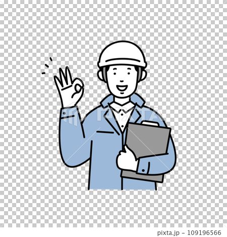 Illustration material of a male worker giving a good sign Illustration material of a male worker giving a good sign 109196566
