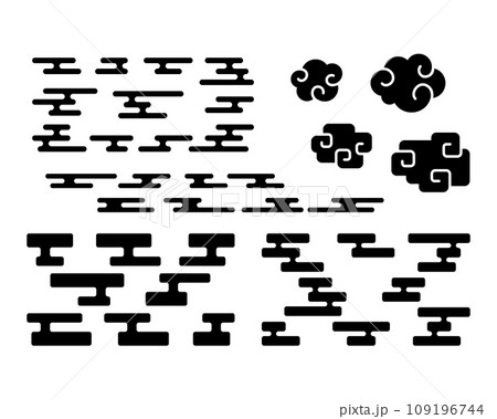 【主線なし】いろいろなエ霞、雲の和風素材セット 109196744