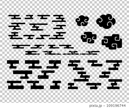 【主線なし】いろいろなエ霞、雲の和風素材セット 109196744