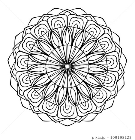 Mandala decorative element. Round pattern. Doodle elegant vector illustration. Coloring book page. 109198122