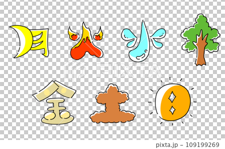 星期幾圖像插圖設定顏色純色 星期幾圖像插圖設定顏色純色 109199269