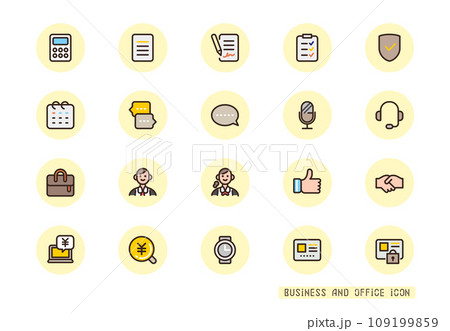 ビジネスのアイコンセット 契約,見積,相談 カラーの丸アイコン 109199859