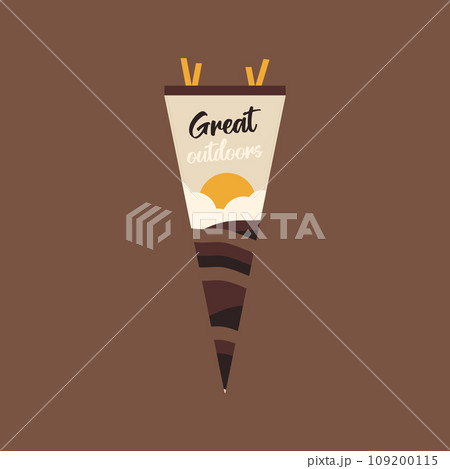 Adventure pennant. Camping Pennant flag design. Vintage outdoor sublimation with hills . Stock vector graphics Adventure pennant. Camping Pennant flag design. Vintage outdoor sublimation with hills . Stock vector graphics 109200115