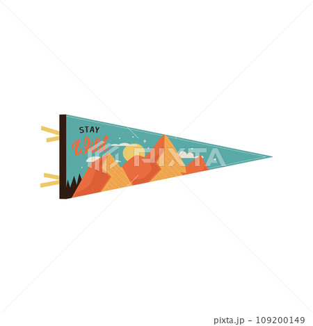 Adventure pennant. Camping Pennant flag design. Vintage outdoor sublimation with mountains . Stock vector graphics Adventure pennant. Camping Pennant flag design. Vintage outdoor sublimation with mountains . Stock vector graphics 109200149