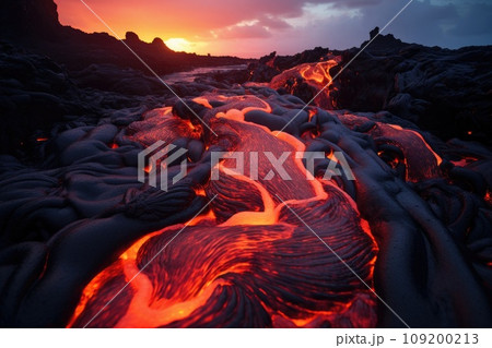 Active volcano with lava and magma Active volcano with lava and magma 109200213