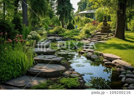 A stone path in a park 109200216