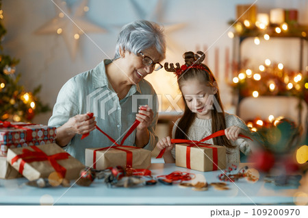 family preparing for Christmas 109200970