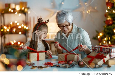 family preparing for Christmas 109200975