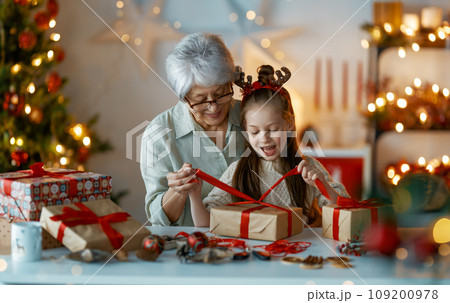 family preparing for Christmas 109200978