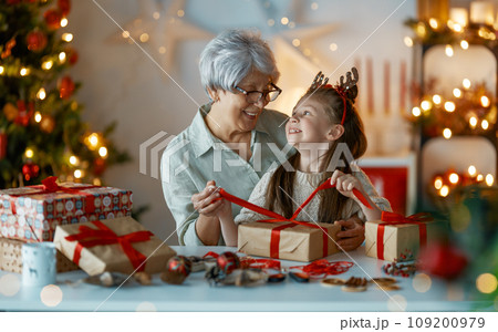 family preparing for Christmas 109200979