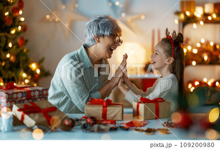 family preparing for Christmas family preparing for Christmas 109200980