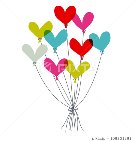カラフルなハートの風船の束 109201291