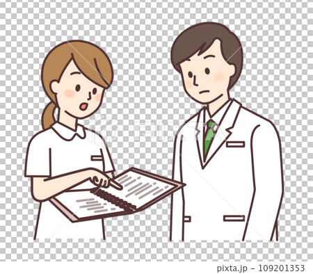 医師に指示の確認をする看護師 医師に指示の確認をする看護師 109201353