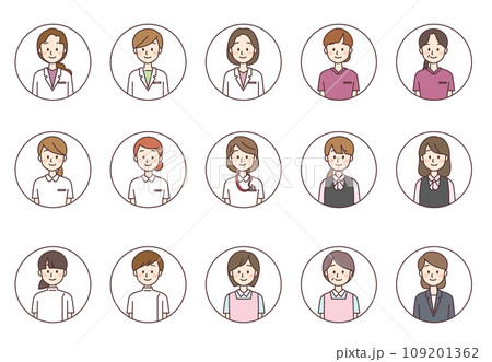医療機関で働く人々のアイコンセット 医療機関で働く人々のアイコンセット 109201362