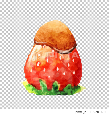 融化的巧克力和草莓的插圖 109201607