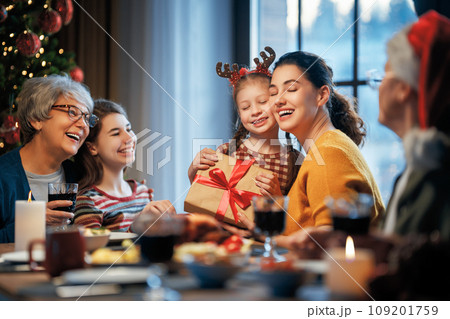 family celebrating Christmas family celebrating Christmas 109201759