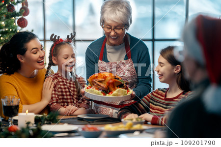 family celebrating Christmas family celebrating Christmas 109201790