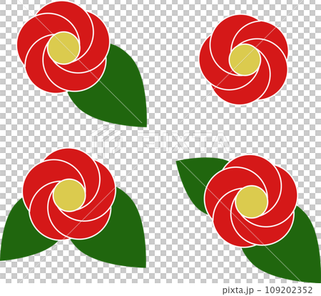 4種簡單的山茶花插圖 4種簡單的山茶花插圖 109202352