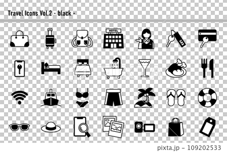 旅行アイコンセットB　02　黒 109202533