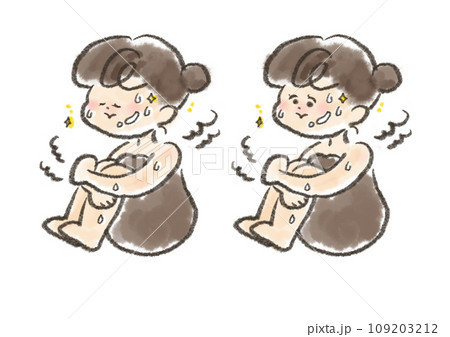 サウナを体育座りで楽しむ女性 サウナを体育座りで楽しむ女性 109203212