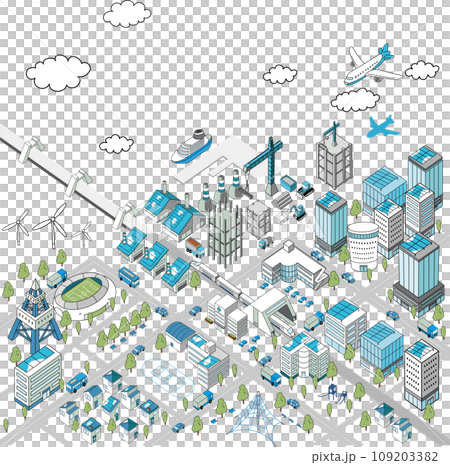 海濱城鎮景觀俯視圖（發展中的城鎮） 109203382