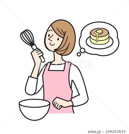 シンプルな人物イラスト クッキングを楽しむ女性 シンプルな人物イラスト クッキングを楽しむ女性 109203655