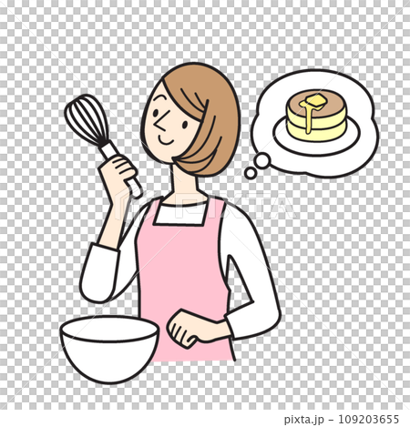 シンプルな人物イラスト クッキングを楽しむ女性 シンプルな人物イラスト クッキングを楽しむ女性 109203655