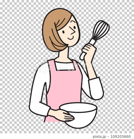 シンプルな人物イラスト クッキングを楽しむ女性 シンプルな人物イラスト クッキングを楽しむ女性 109203660