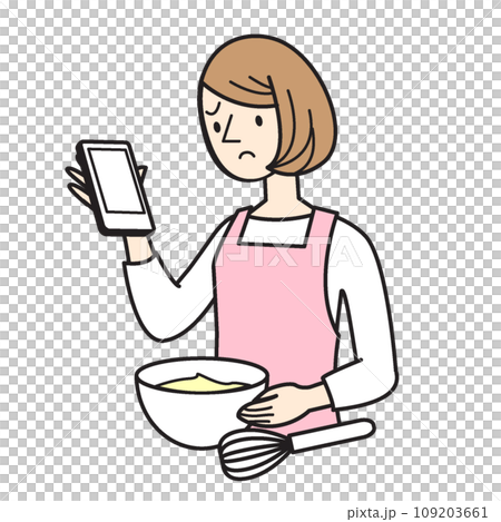 一個喜歡做飯的女人的簡單人物插圖 109203661