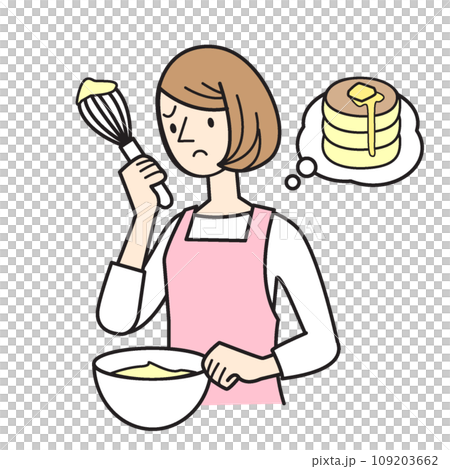 一個喜歡做飯的女人的簡單人物插圖 109203662