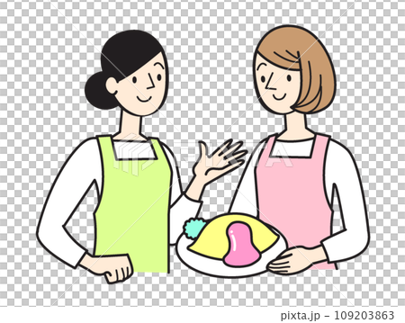 シンプルな人物イラスト　クッキングを楽しむ女性 109203863