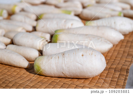 たくあん用大根の天日干し 109203881