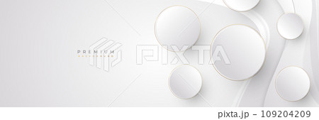 Luxury White and Gold Background with Golden Lines and Paper Cut Style. Premium Gray and Gold Background for Award, Nomination, Ceremony, Formal Invitation or Certificate Design 109204209