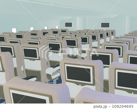 誰もいない飛行機内の座席 109204695