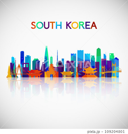 South Korea skyline silhouette in colorful geometric style. 109204801