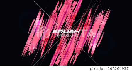 Colorful Brush Background with Halftone Effect. Brush Stroke Illustration for Banner, Poster, or Sports Background. Scratch and Texture Elements For Design Colorful Brush Background with Halftone Effect. Brush Stroke Illustration for Banner, Poster, or Sports Background. Scratch and Texture Elements For Design 109204937
