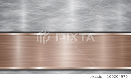 Metal background with polished plate 109204976