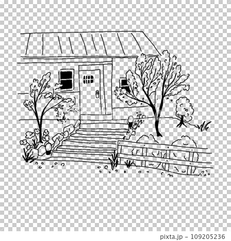 時尚房子的全身線條畫向量圖 109205236