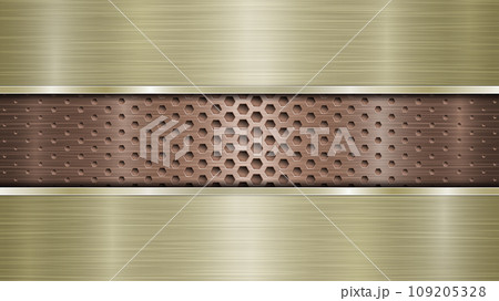 Metal background with holes and a polished plate 109205328