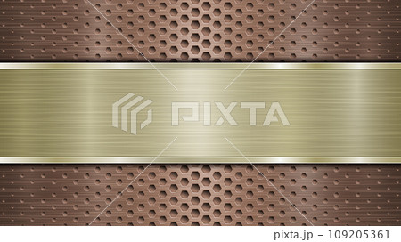Metal background with holes and a polished plate Metal background with holes and a polished plate 109205361