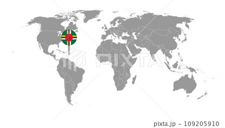 Pin map with Dominica flag on world map. Vector illustration. 109205910
